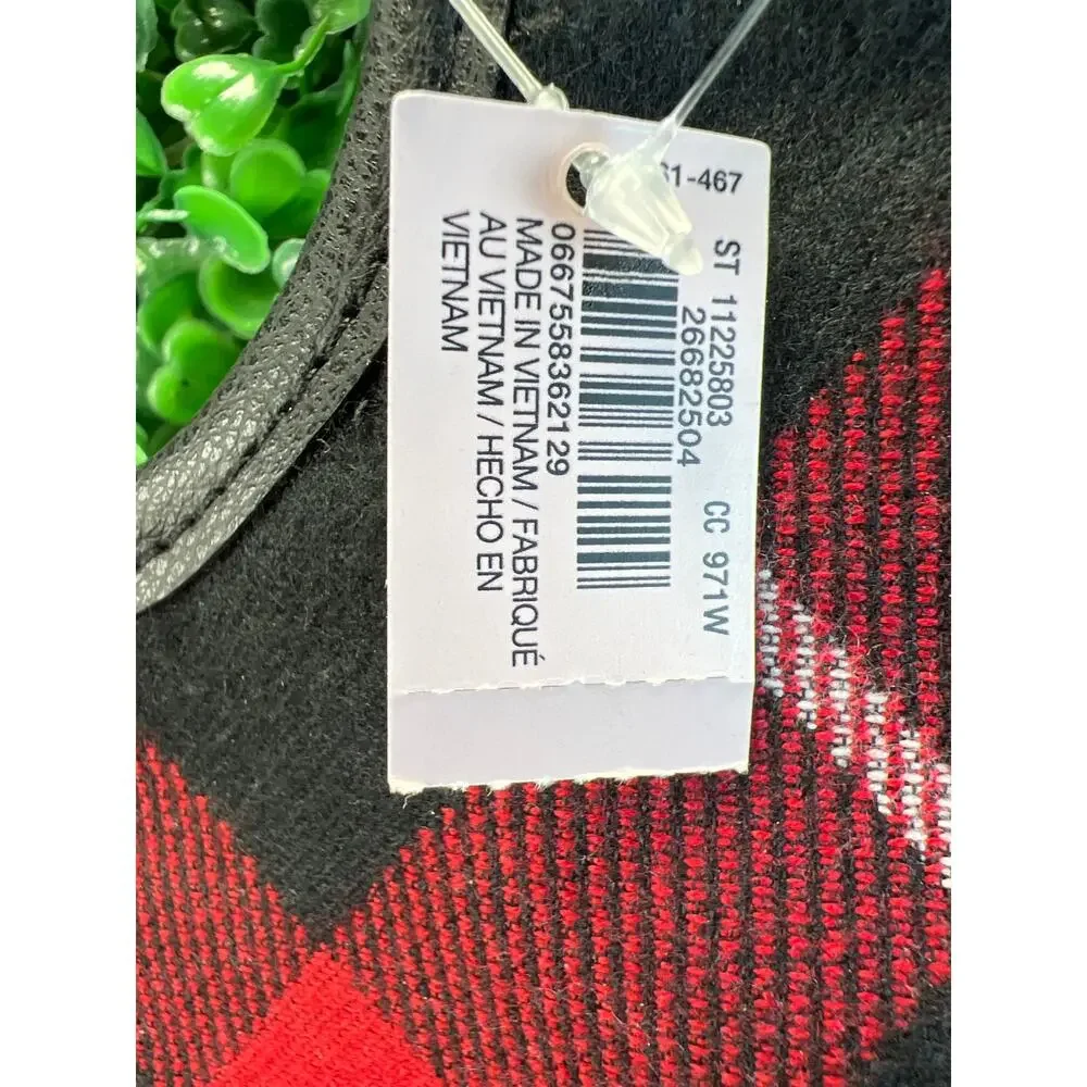 Victoria’s Secret Plaid Holiday Red Tote VS Monogram Logo Bag Fleece NWT